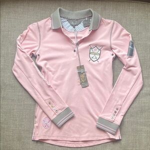 Goode Rider Champion Polo Shirt Equestrian Long Sleeve Pink 12